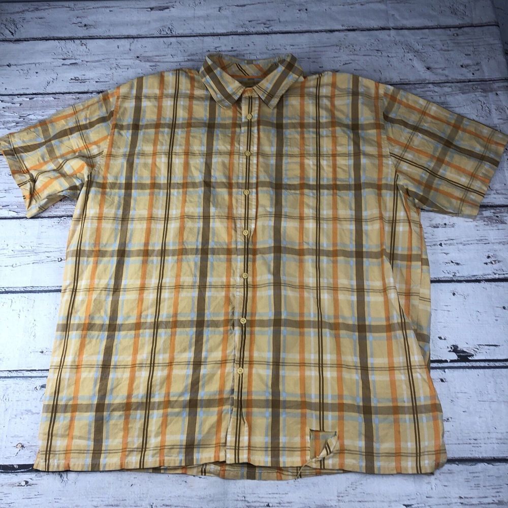 Enyce Shirt Men 3XL Plaid Button Up Short Sleeve Collared Cotton Polyester Shirt